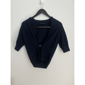 Peter Elliot Black Knit Sweater 3/4 Sleeve Cashmere Linen Silk Blend Quiet Luxe